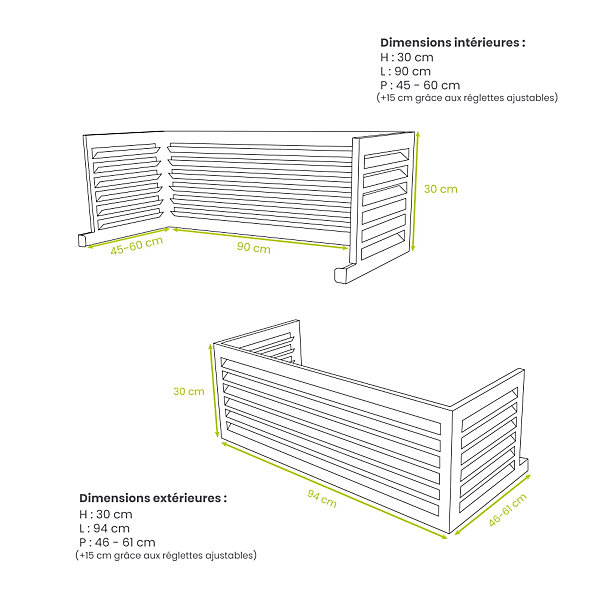 Extension hauteur pour caches DECOCLIM blanc taille S - DECOCLIM-23AS9010-PLUS