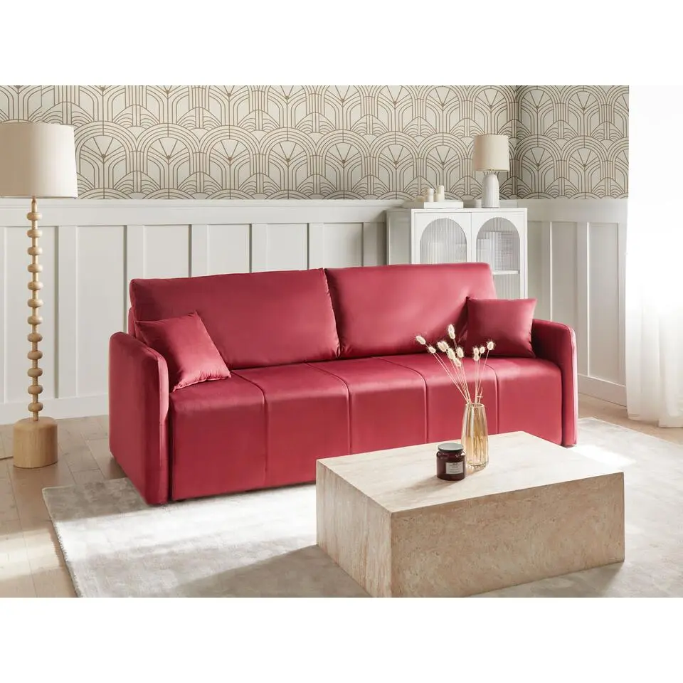 LUVOS - Driezitsbank - Bordeauxrood - Fluweel
