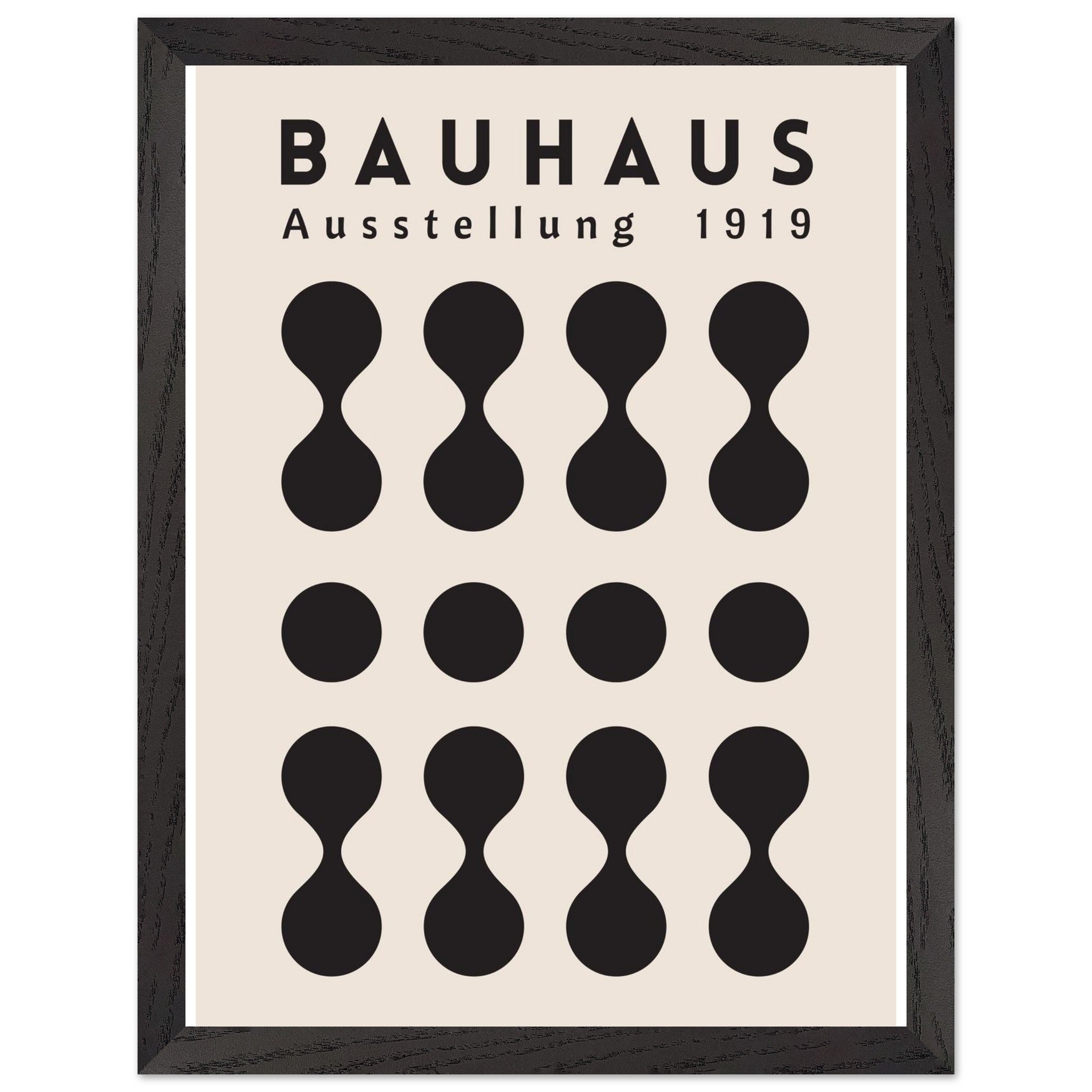 Artfulprints Poster met Lijst Bauhaus - Ausstellung 1919  - 30x40 cm - Zwart / Wit
