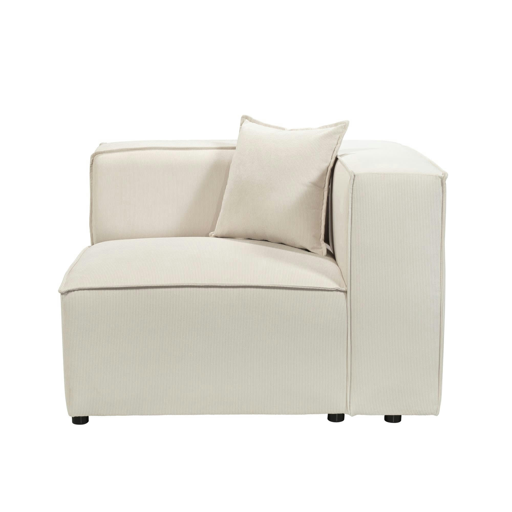 LIVAL - Angle droit pour canapé modulable en velours côtelé beige