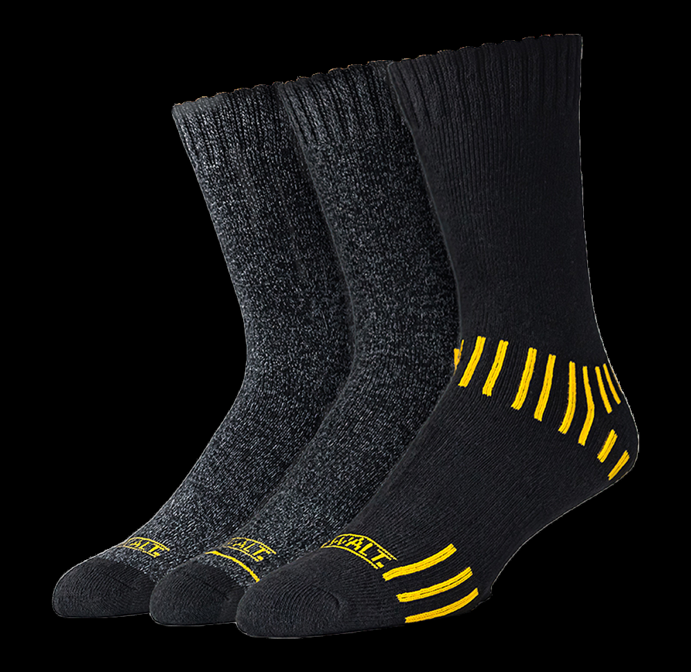 DEWALT Men's Ball Camp Hat & Sock Combo Set, 3-pk, One Size, Black/Gold