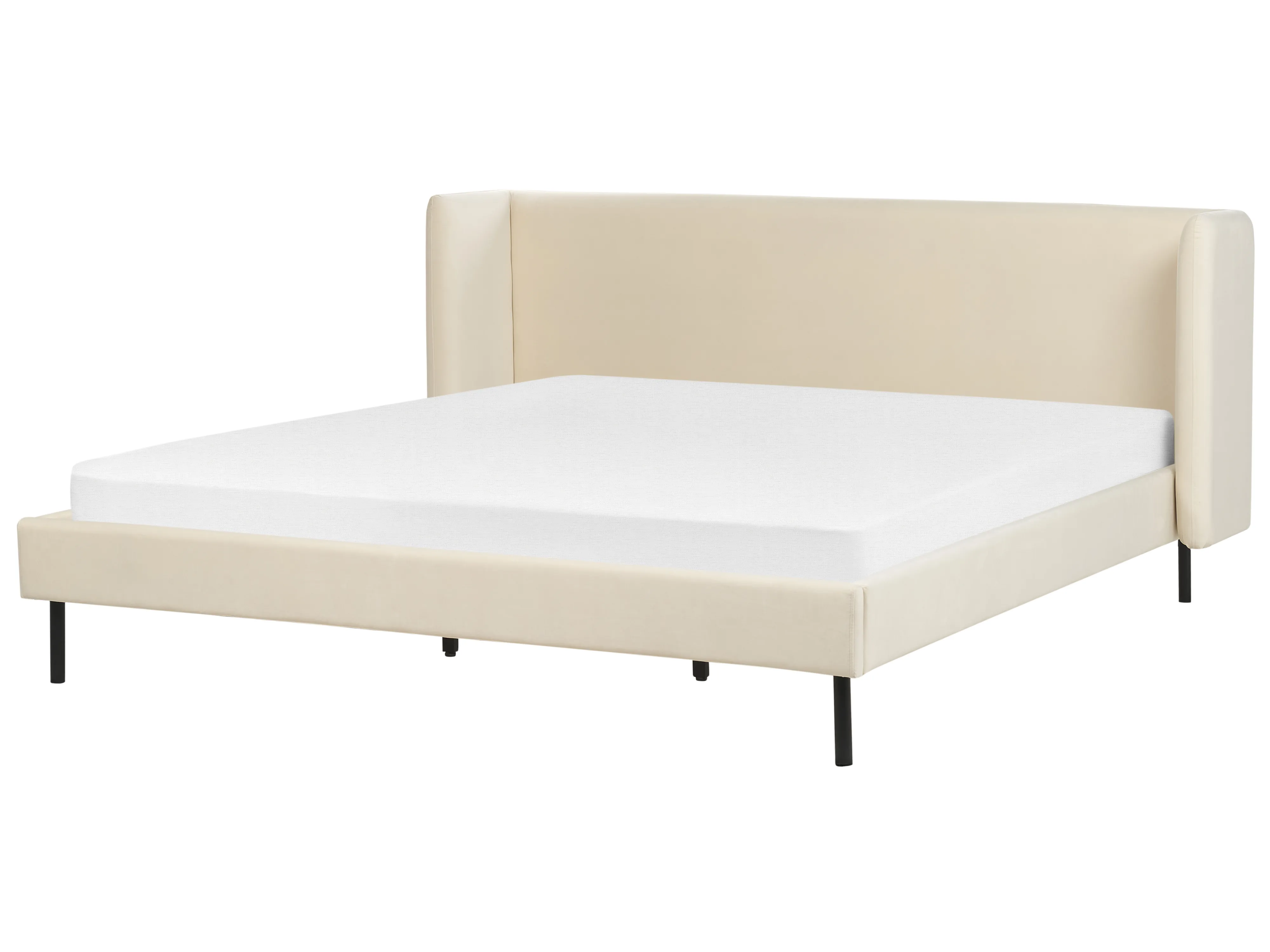 Bed Velvet ARETTE 160 x 200 cm (EU King Size) Light Beige