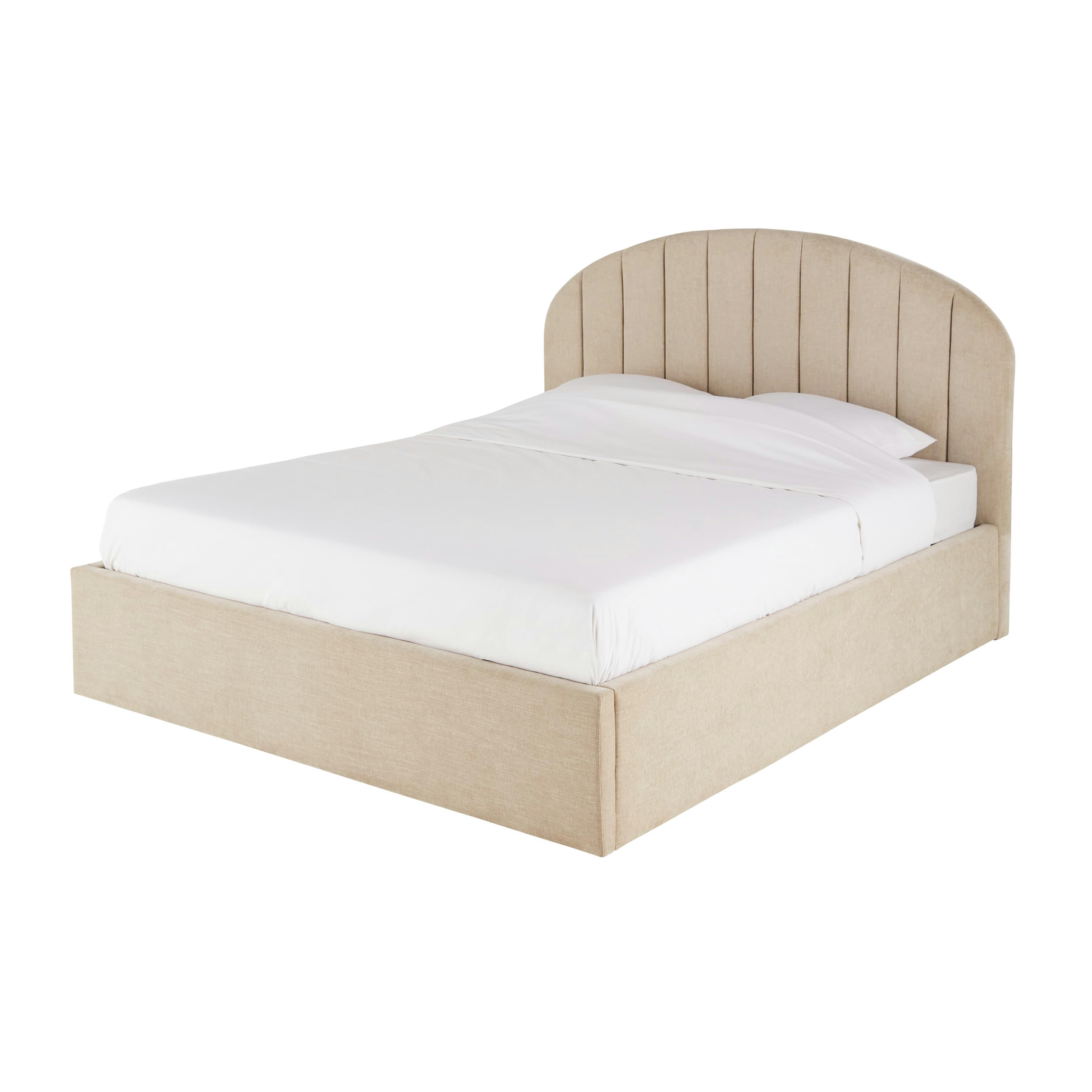 Cozy - Lit coffre 160 avec sommier à lattes beige