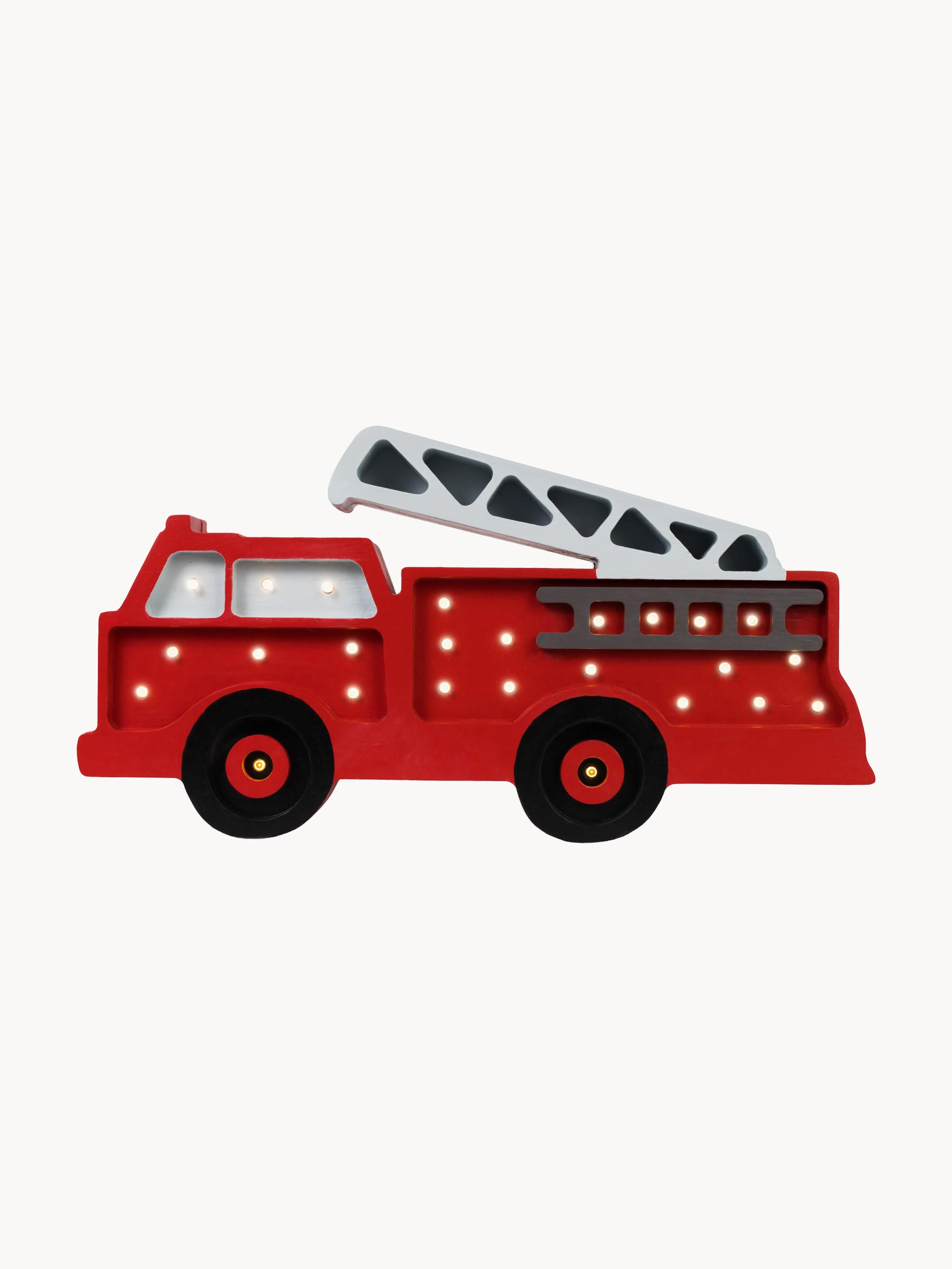 Handgefertigte LED-Kinderzimmerlampe Fire Truck mit Timerfunktion und Fernbedienung, dimmbar