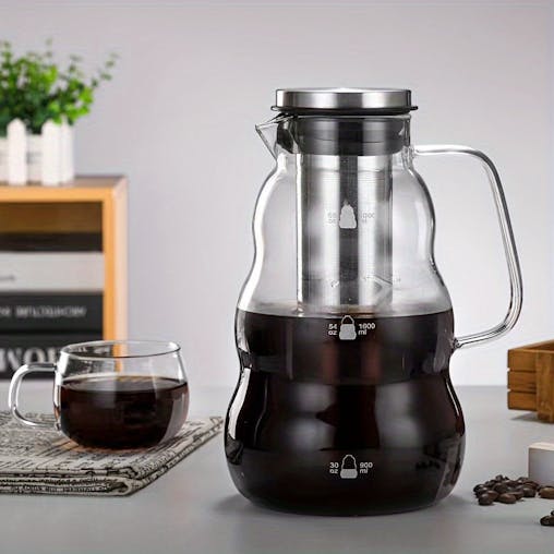 NNETM Glass Coffee Maker with Stainless Filter