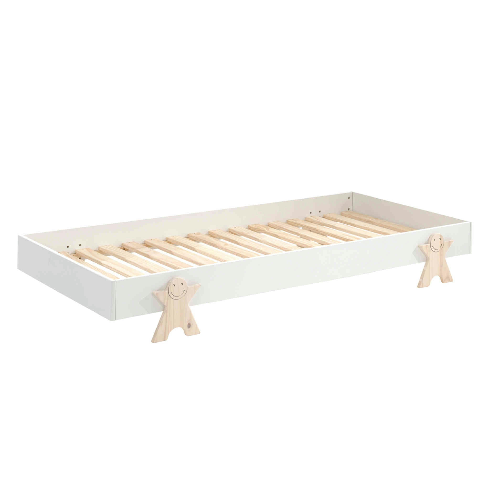 - Lit enfant en bois avec pieds smiley 90x200 blanc