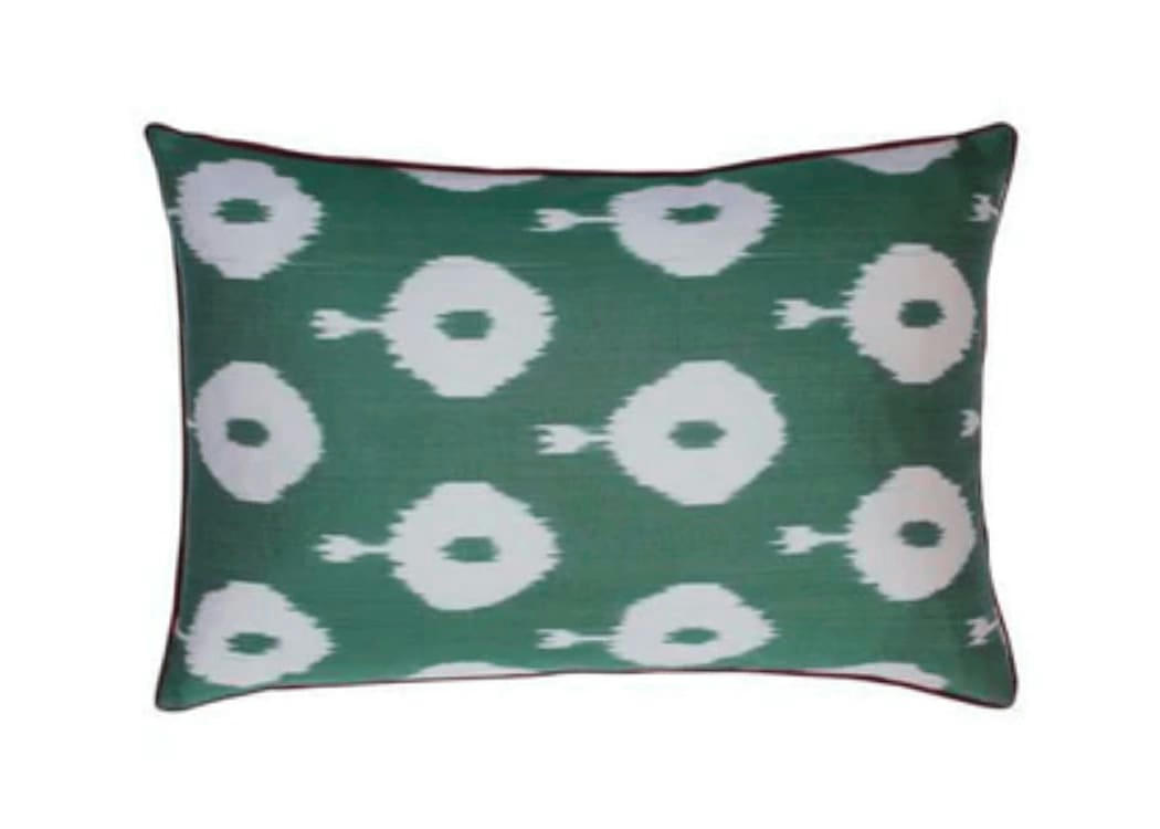 - Housse de coussin double soie ikat  40x60 vert