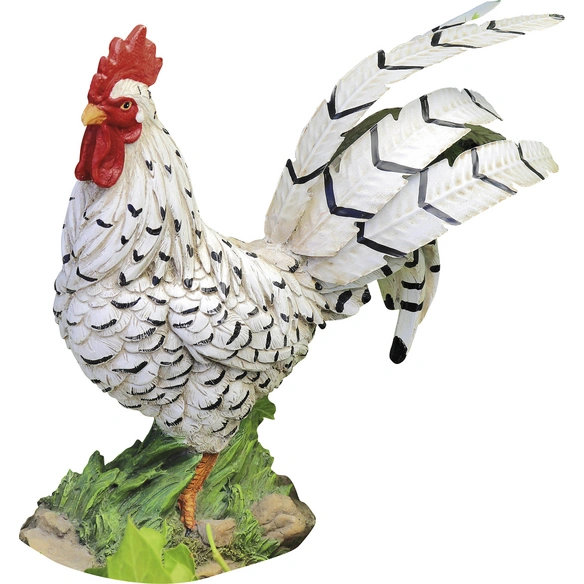 Teichfigur »Igor«, Hahn mit Metallfeder, Polystone, bunt