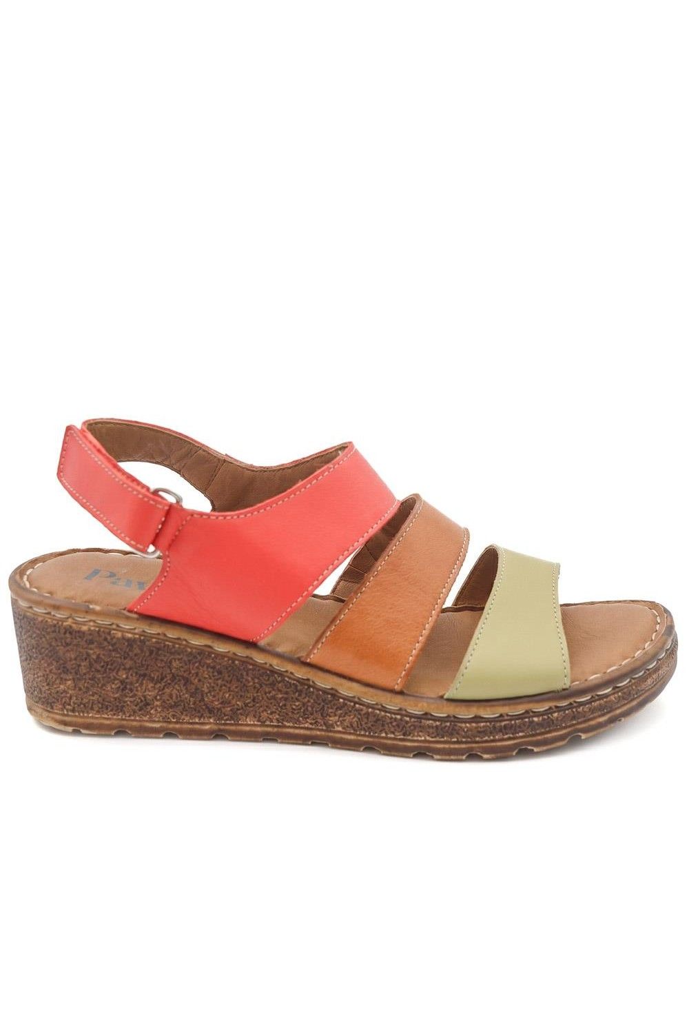 Pavers Cushioned Leather Wedge Heel Sandals