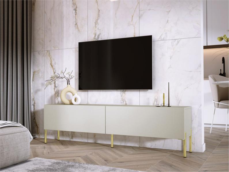 Szafka RTV : Kaszmir, złote nogi, 170 x 34 x 32 cm
