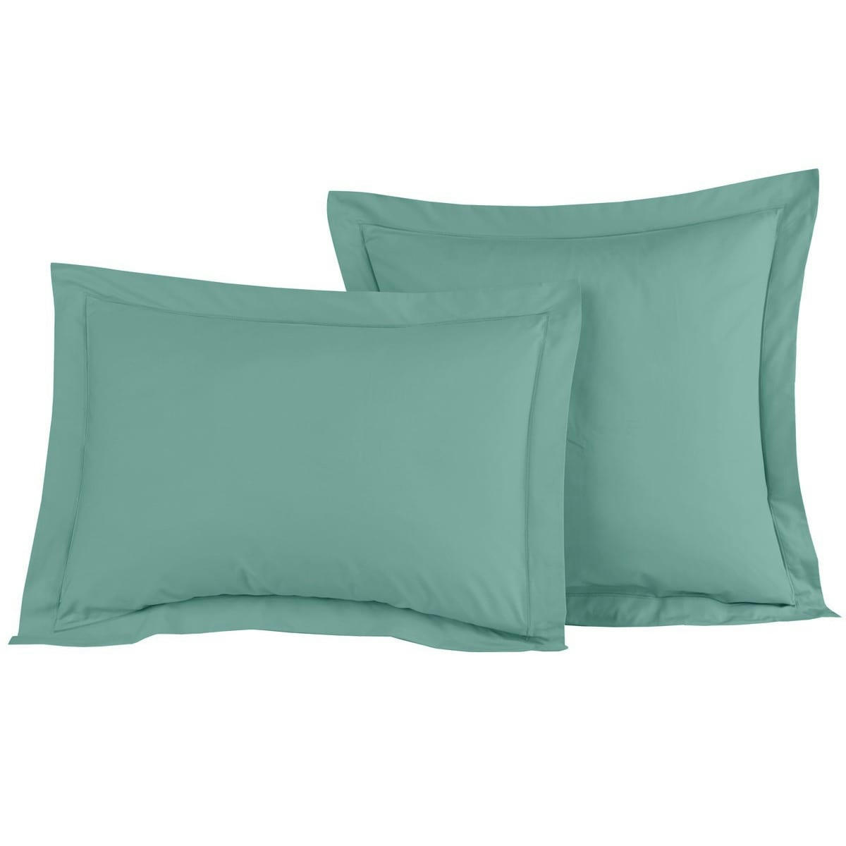 SOFT PERCALE - Lot de 2 taies d'oreiller en percale de coton aqua sea 65x65 cm