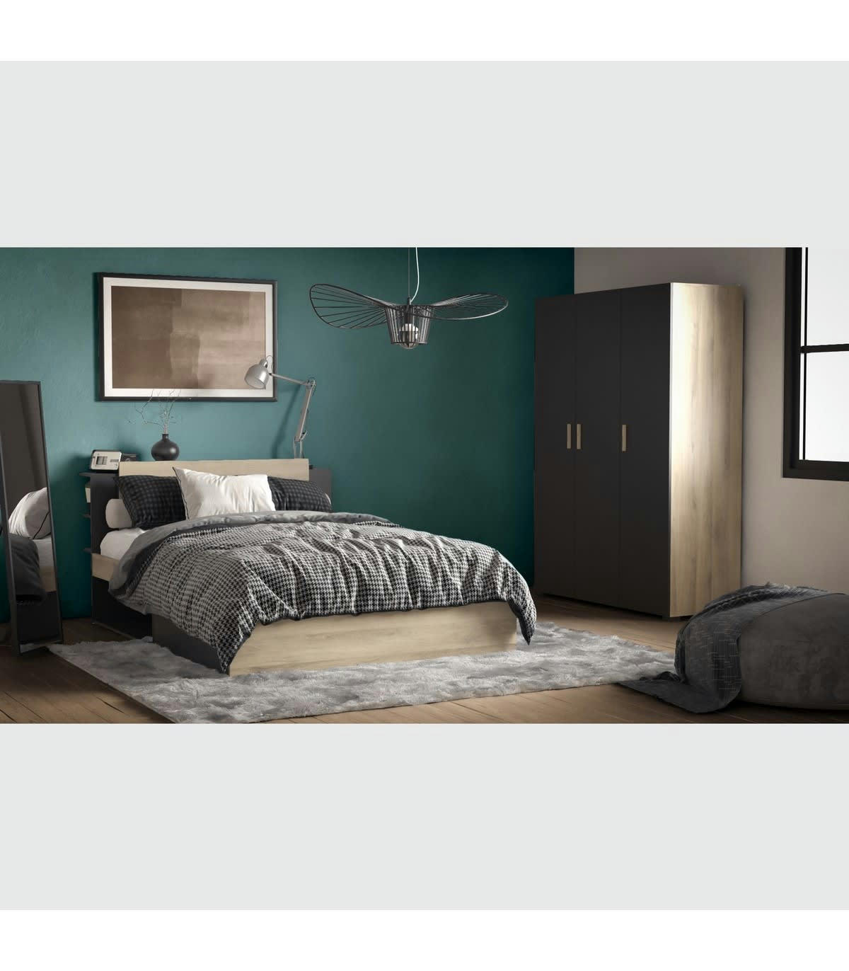 IZZY - Armoire 3 portes avec penderie - L135 x H186 cm