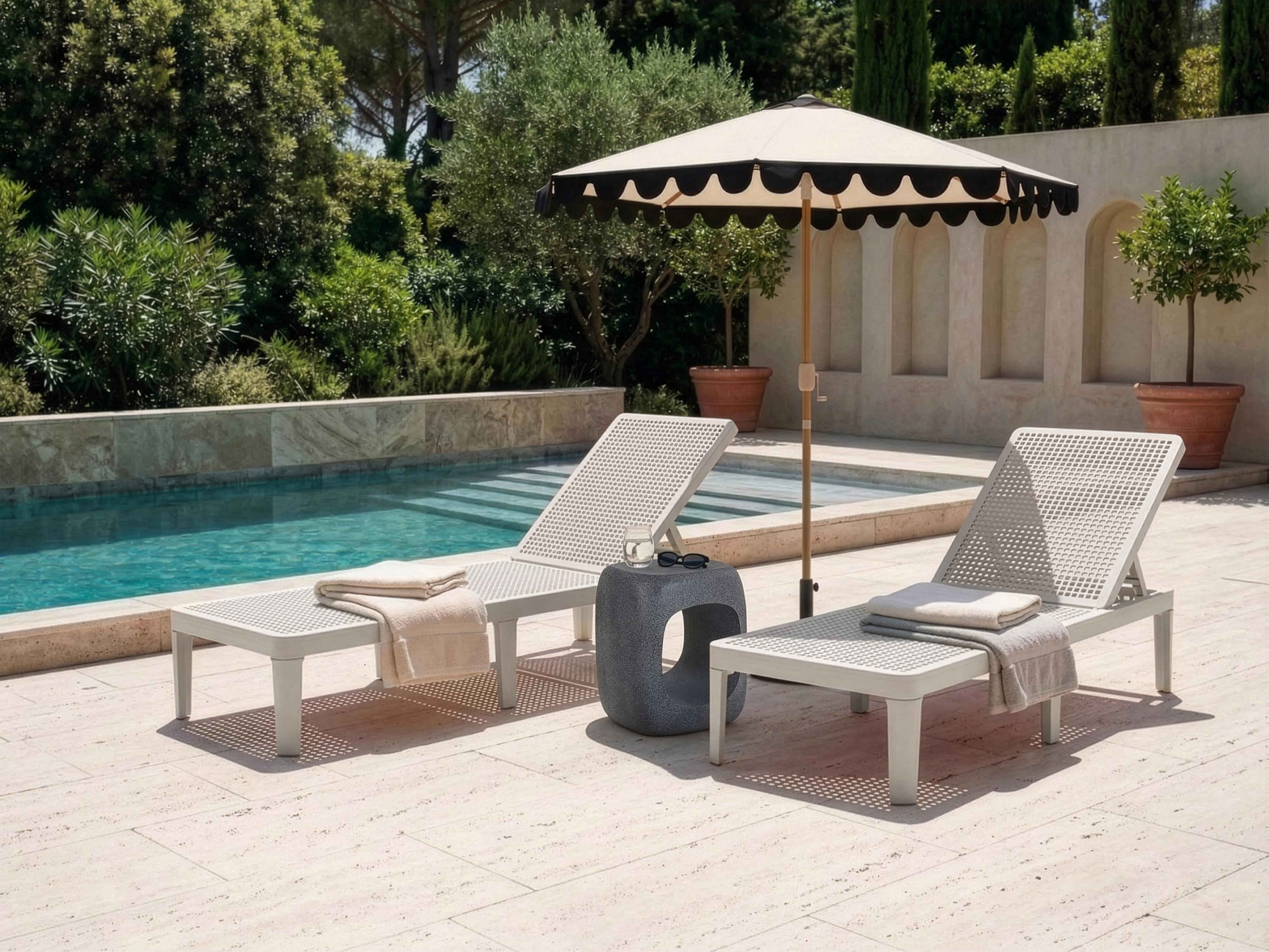 Sun Lounger OSSIMO Reclining Synthetic Material Light Grey