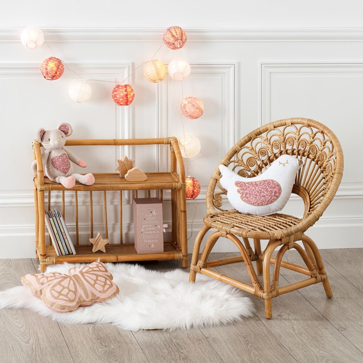 Kids bookcase Rattan, H.50 cm