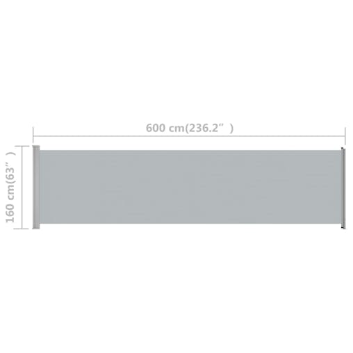 NNEVL Patio Retractable Side Awning 600x160 cm Grey