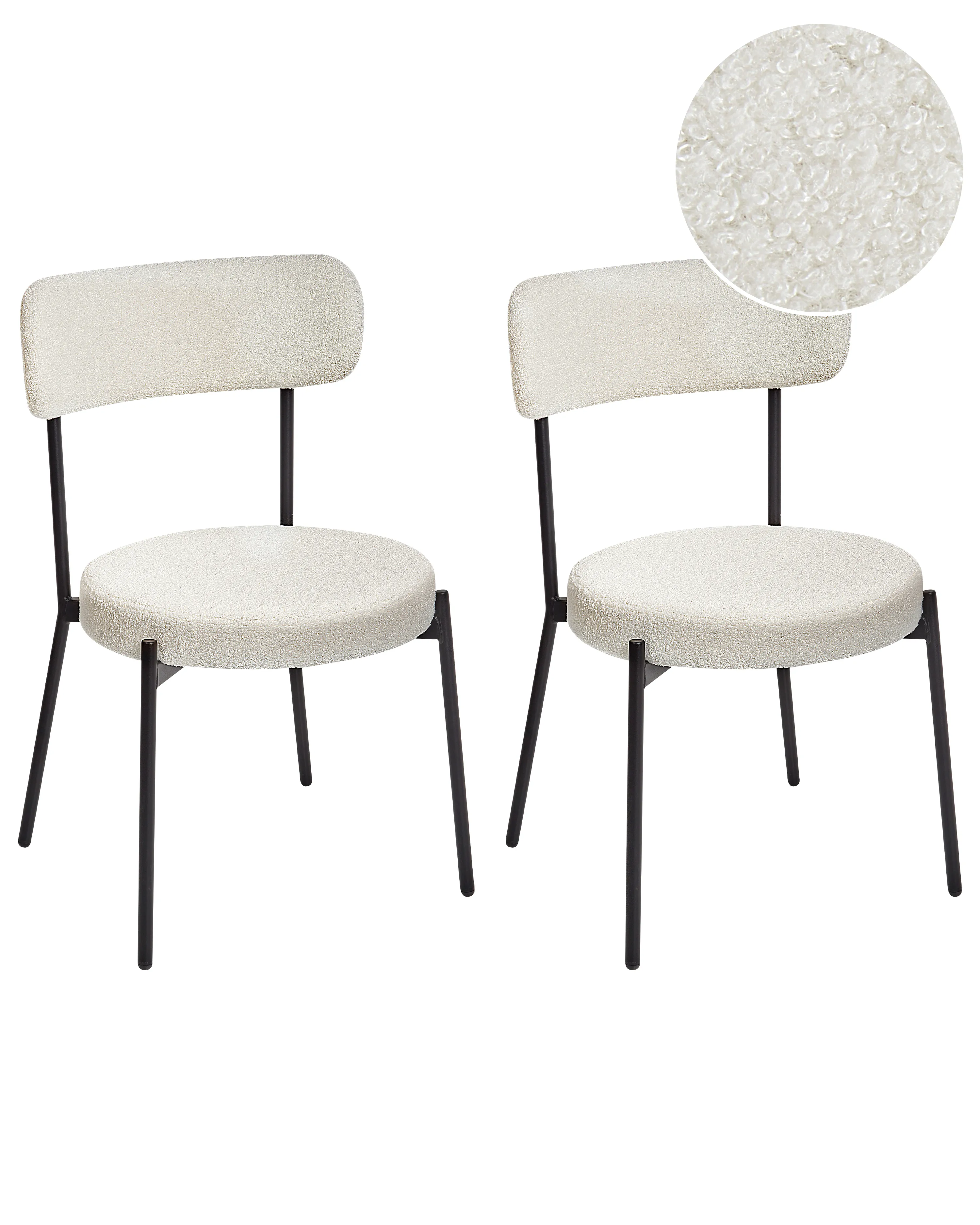 Set of 2 Bar Chairs ALLISON Boucle White