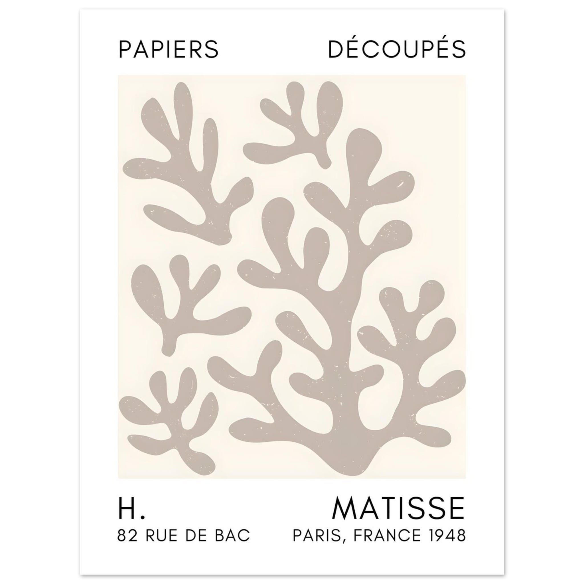 Artfulprints Poster Matisse – Coral shadows grey  - 30x40 cm - Grijs