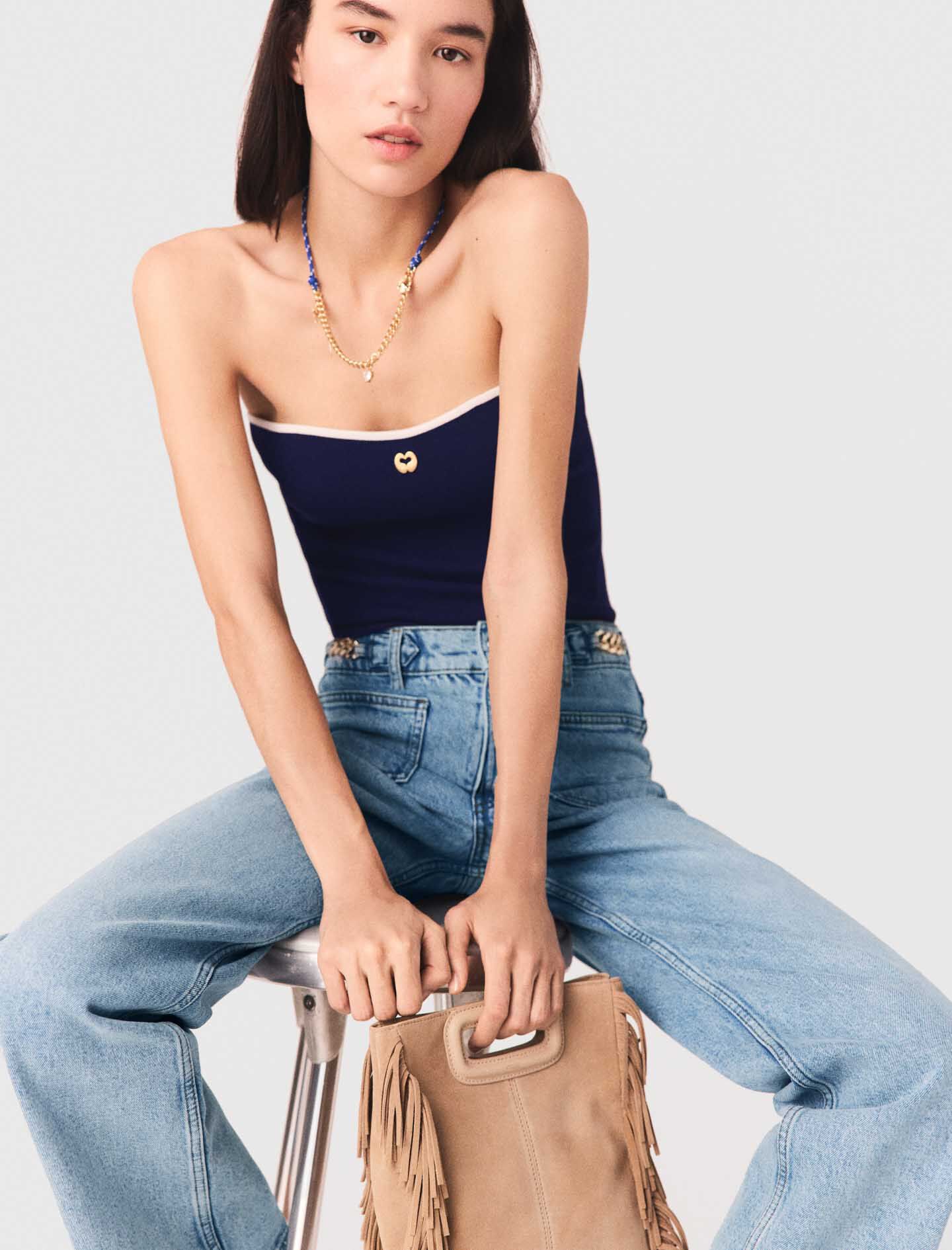 Bustier en maille contrastée