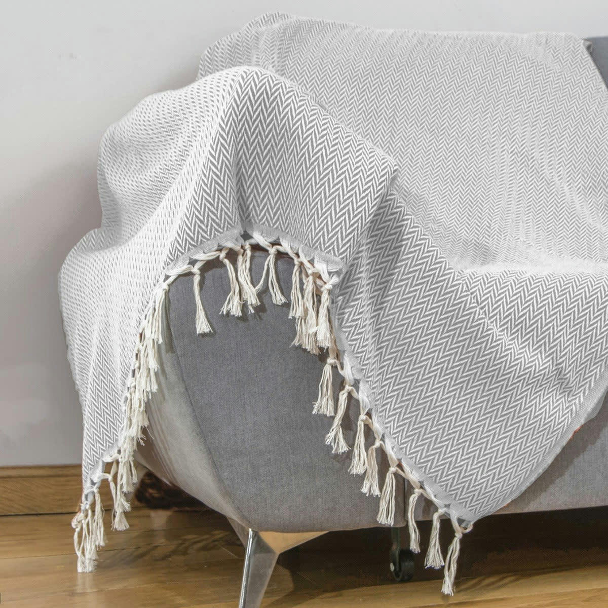 ASPEN - Plaid laine  130x170 gris chiné