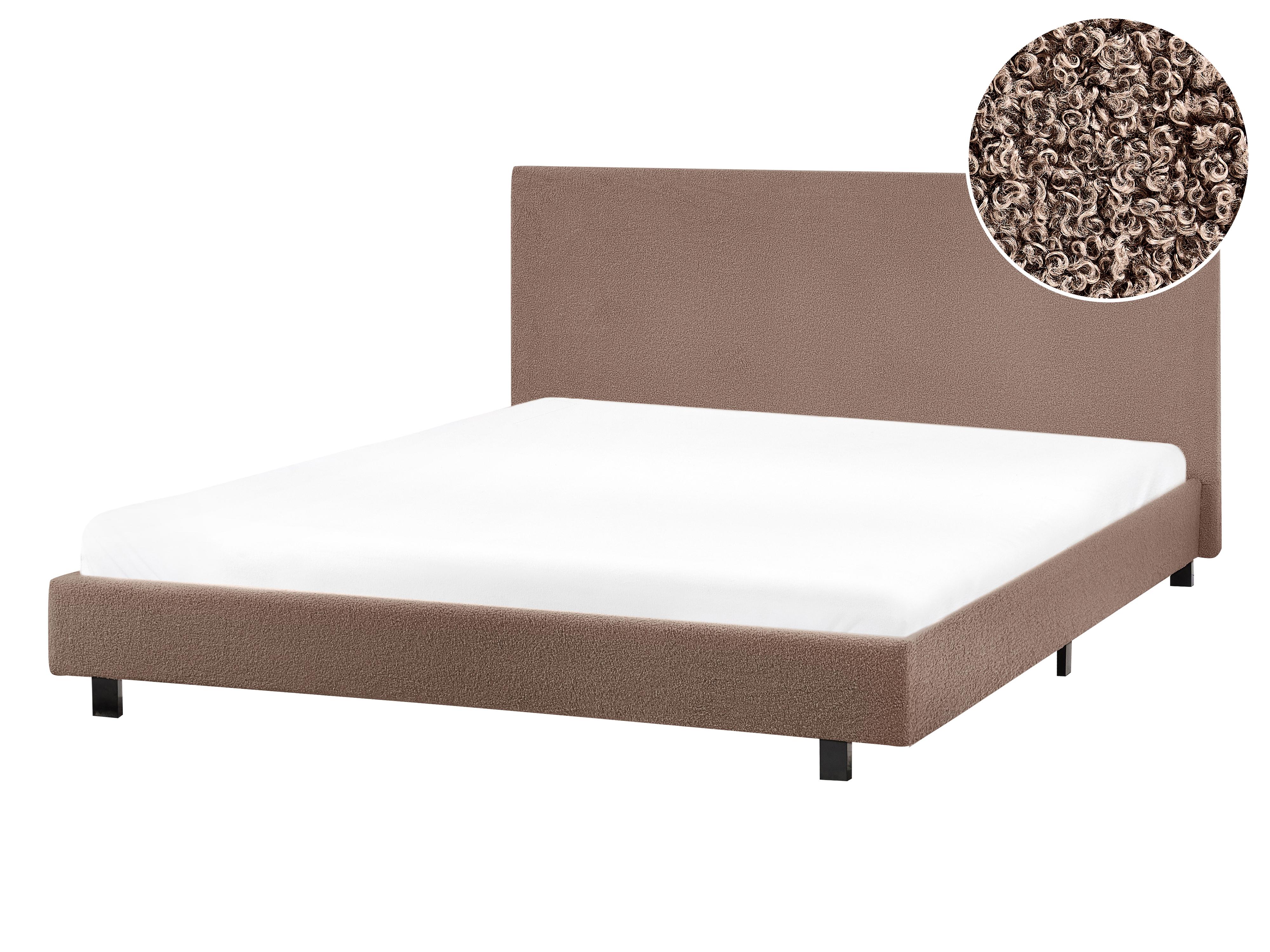 Bed Boucle ALBI 140 x 200 cm (EU Double) Brown