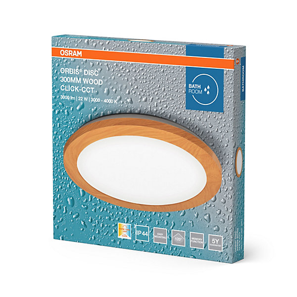 OSRAM Applique ORBIS Disc 30cm 22W IP44 décor bois
