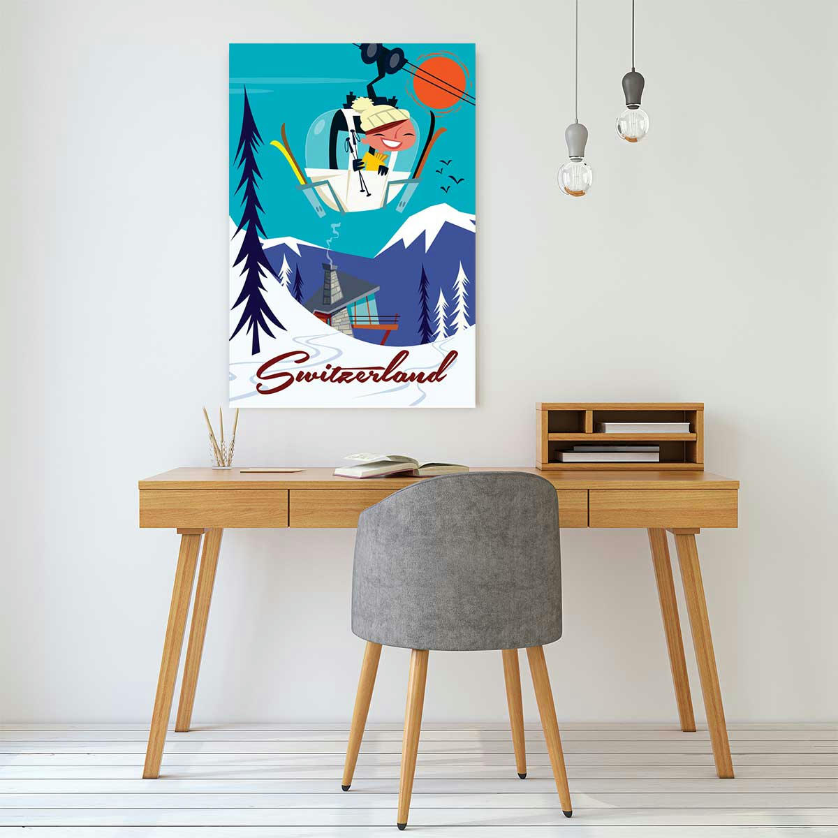 - Tableau voyage en suisse imprimé sur toile 30x45cm