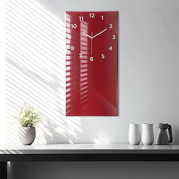 Horloge murale Wallfluent 30x60 cm Avec chiffres Aiguilles blanches Couleur rouge 1 pcs