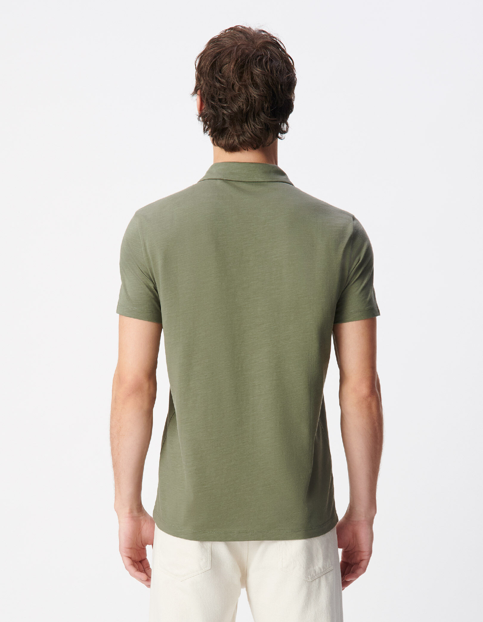 Polo manches courtes beige coton bio flammé Homme