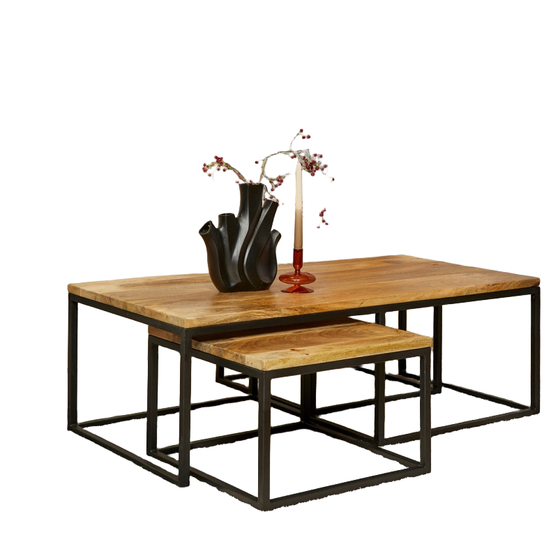 StarFurn Salontafel Denver - Rechthoek Naturel Hout - Set van 3