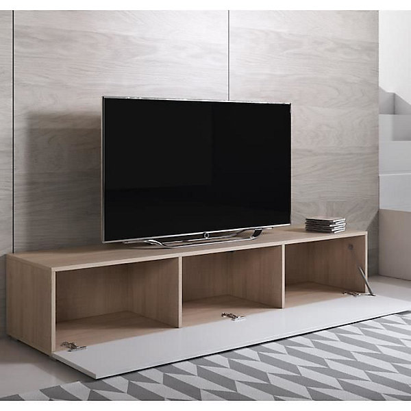 Meuble TV contemporain - Sonoma/blanc - Mélamine - 160x40x32 cm