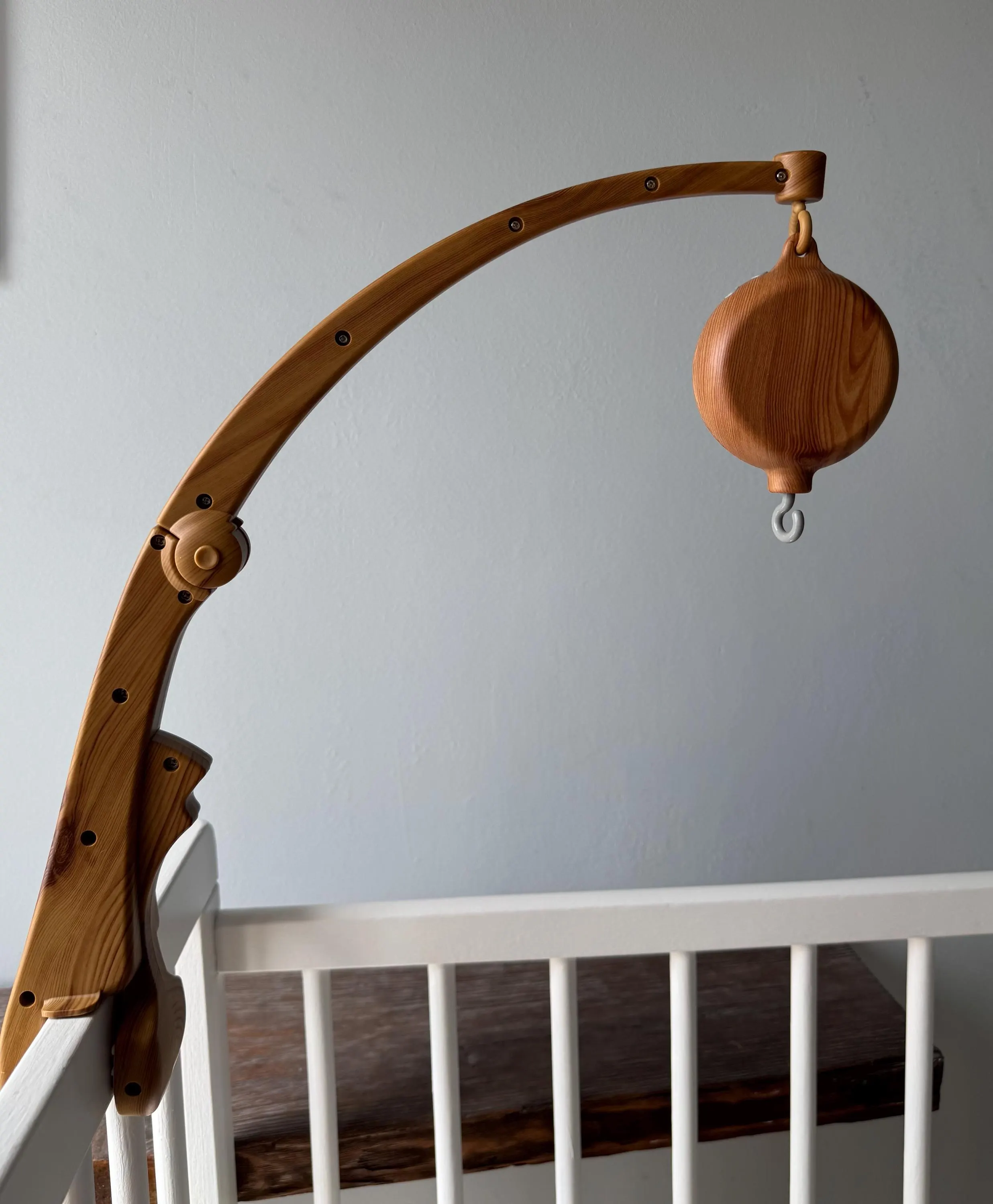Minimalist Wood-Look Crib Mobile Holder Arm – Natural Bracket