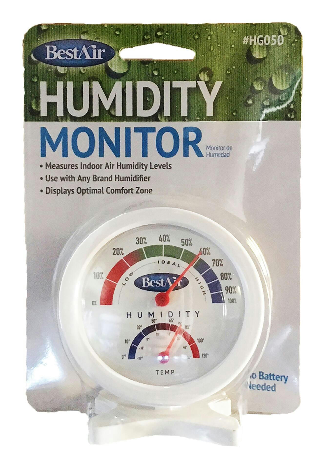 BestAir HG050-PDQ-4 Humidistat Humidity Monitor/Hygrometer, White