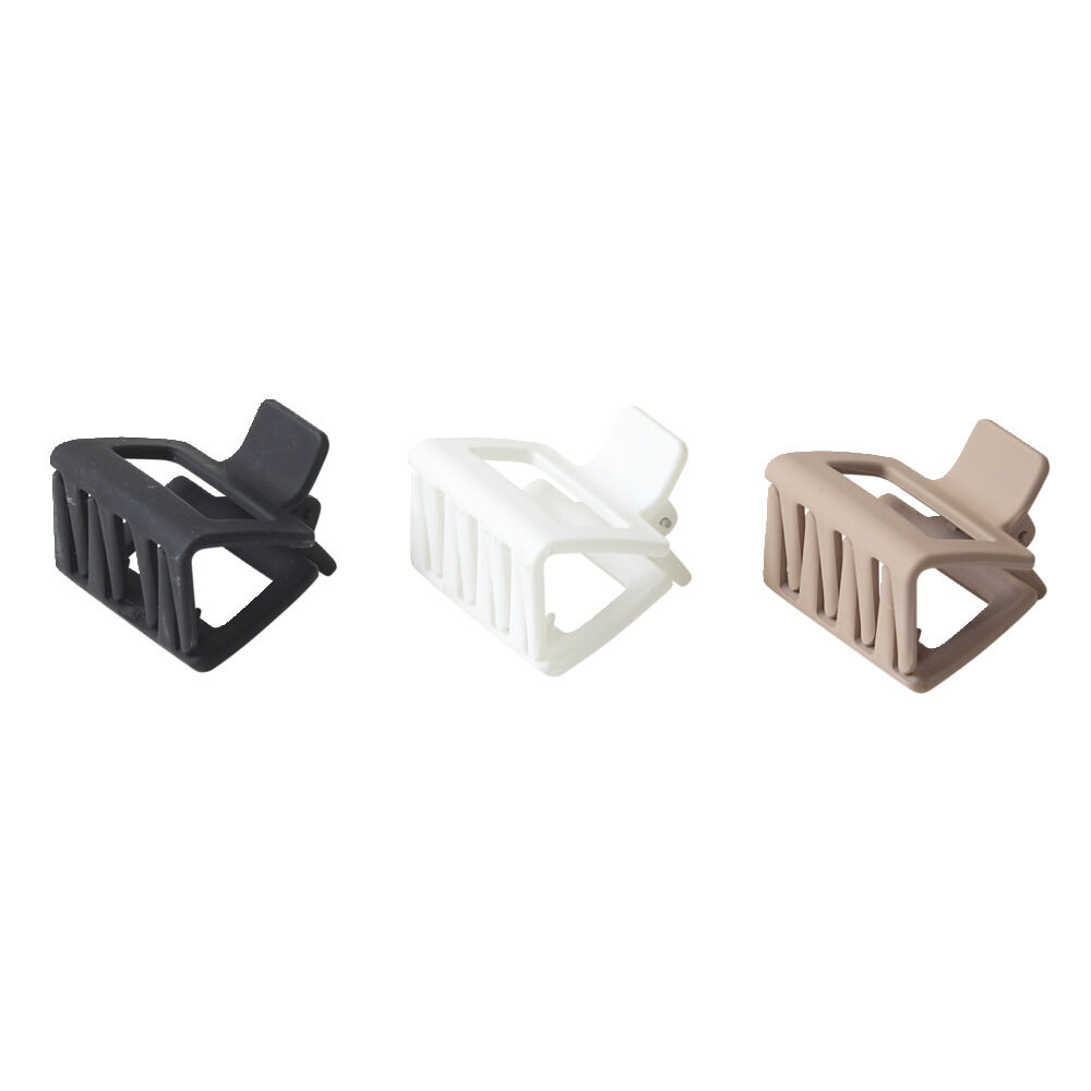 Pince à cheveux croco x3 plastique mat marron L3,5cm