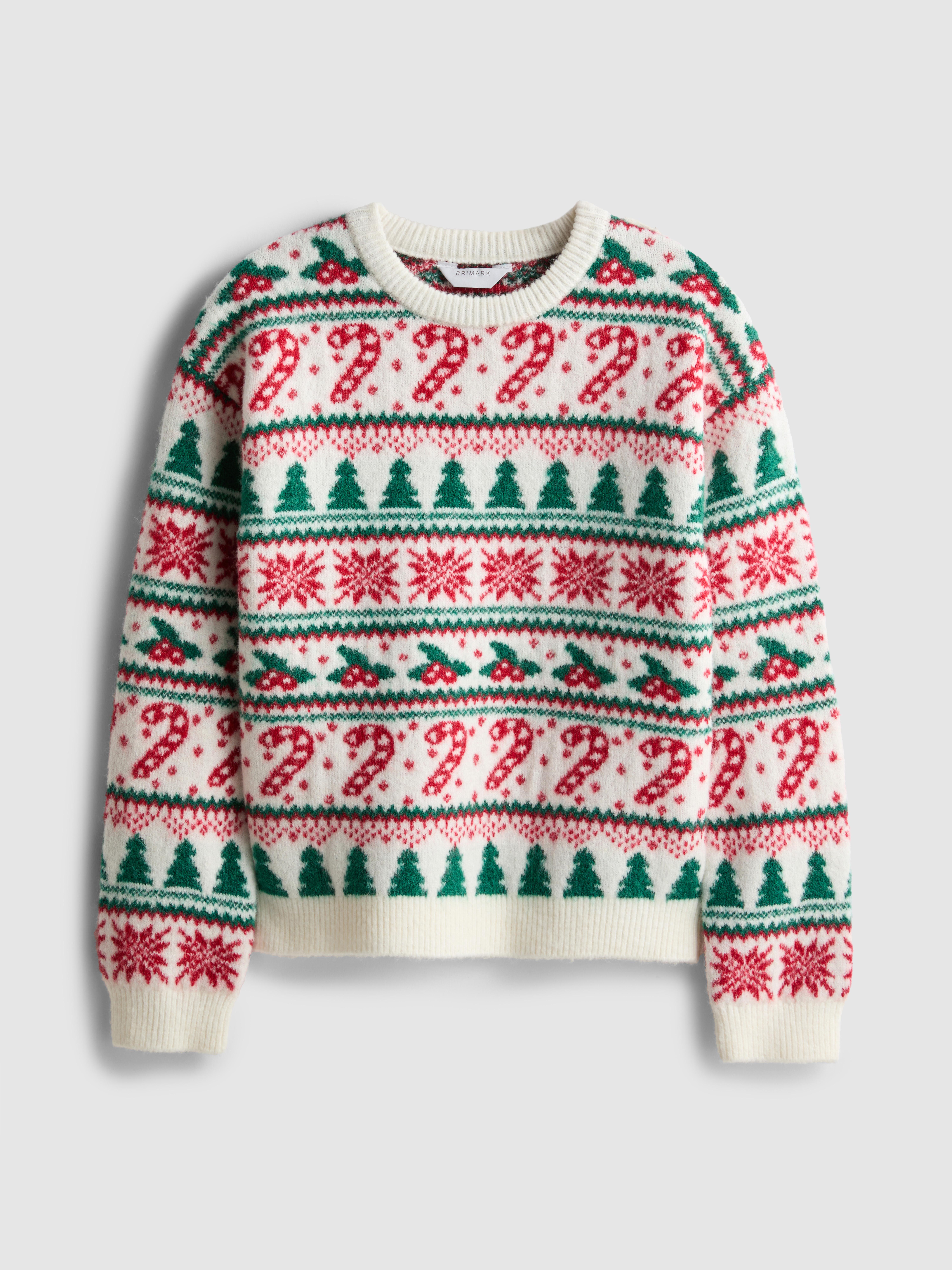 7-15yrs | Kid's Candy Cane Fair Isle Family Christmas Sweater