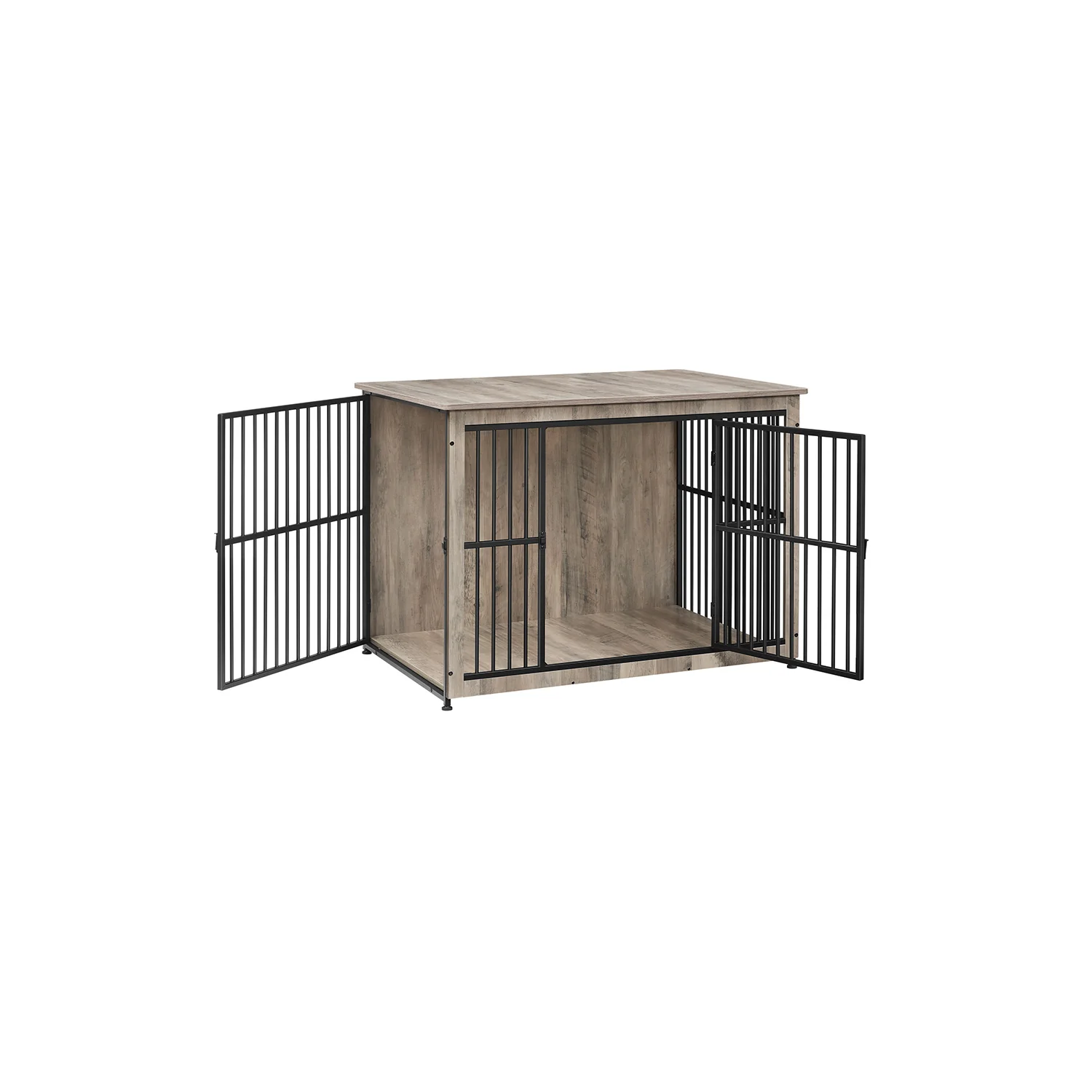 Meuble cage pour chien à double porte plein marron rustique