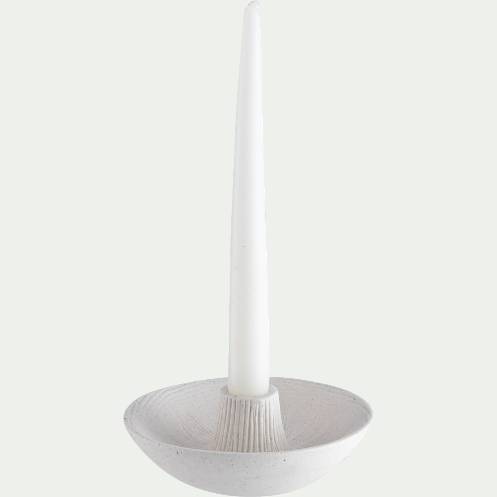 AMARA - Bougeoir rond en grèsD14xH5cm - blanc