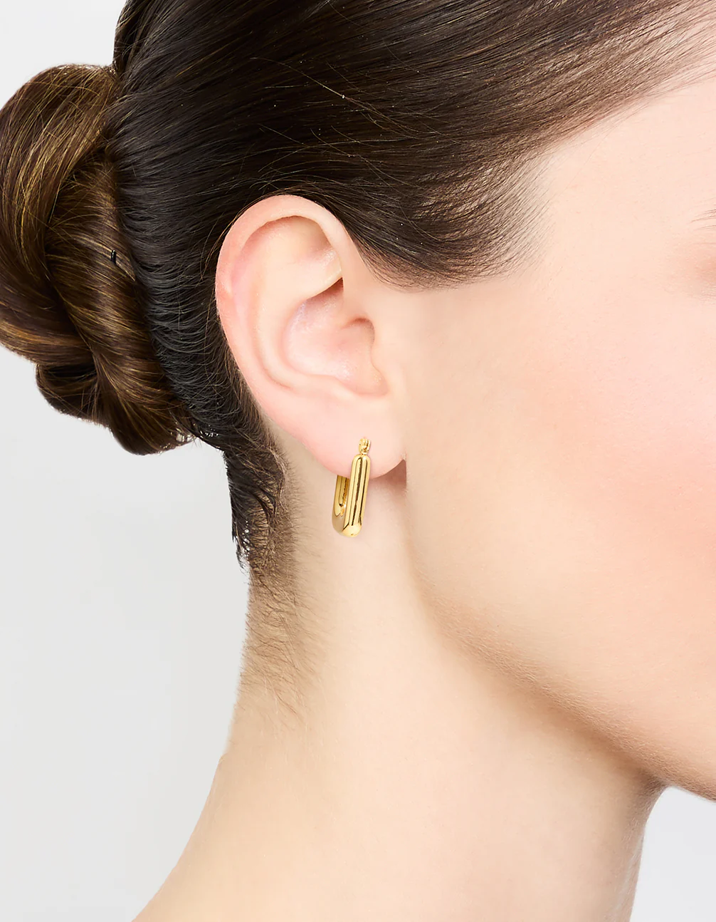Waterproof Gold Plated Stainless Steel Organic Rectangle Hoop Earrings