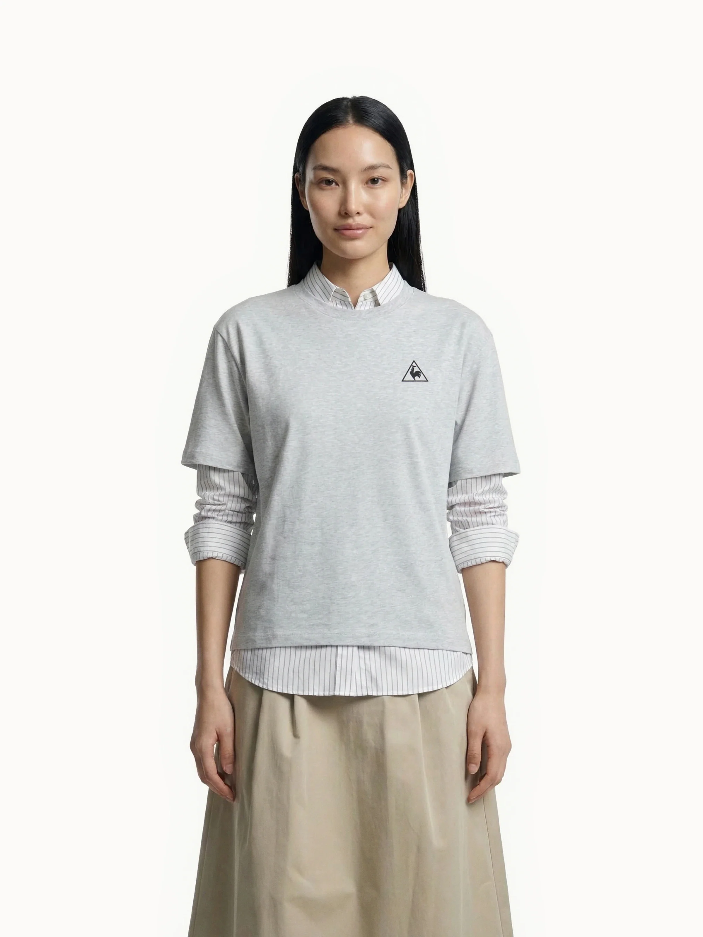 T-shirt en molleton léger de coton et logo triangle