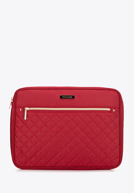 Pokrowiec na laptopa 15'' pikowany na przodzie wiśniowy