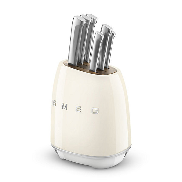 Bloc de 6 couteaux crème Smeg KBSF02CR