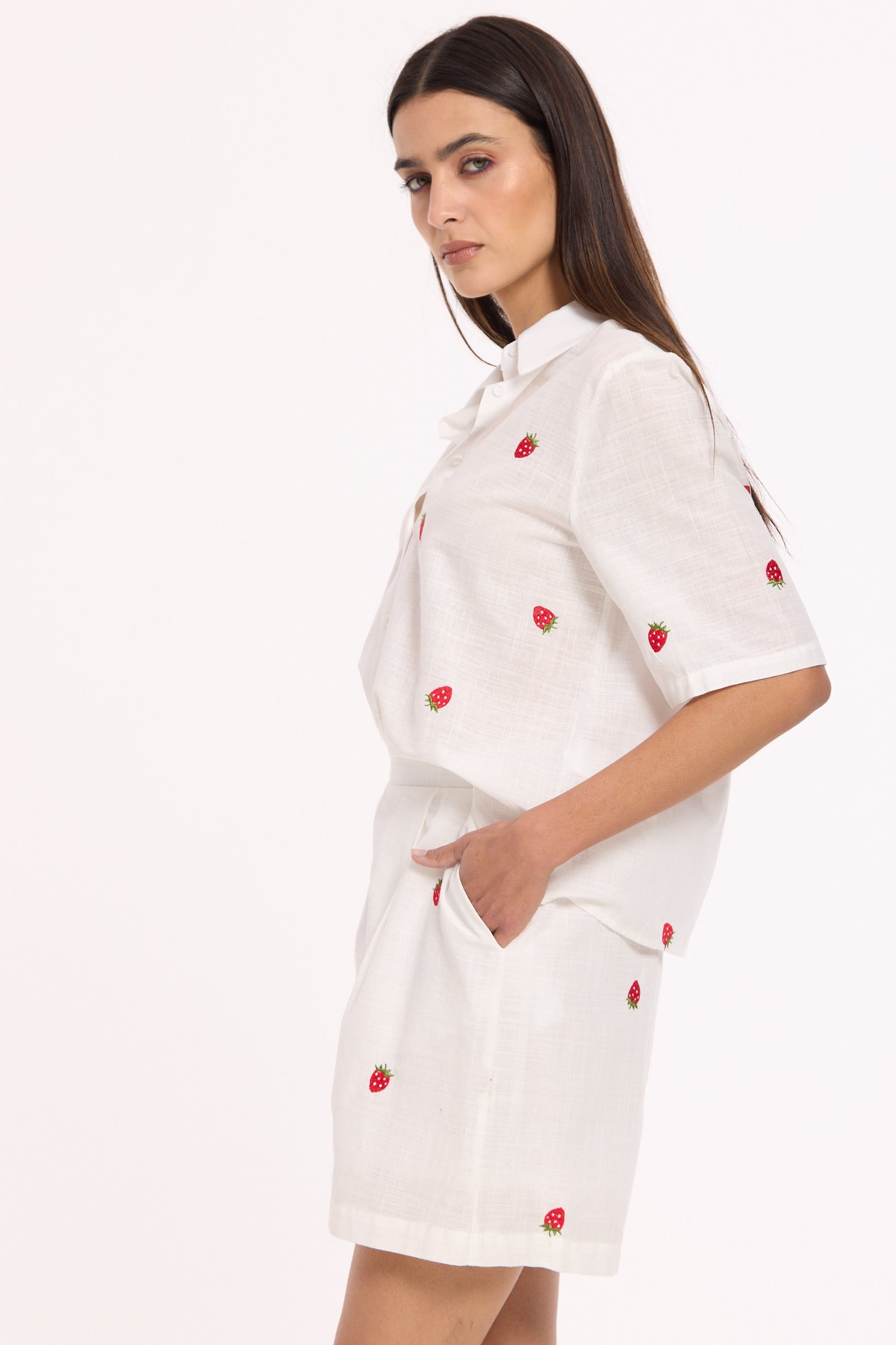 House of Holland White Strawberry Cotton Co-Ord Set