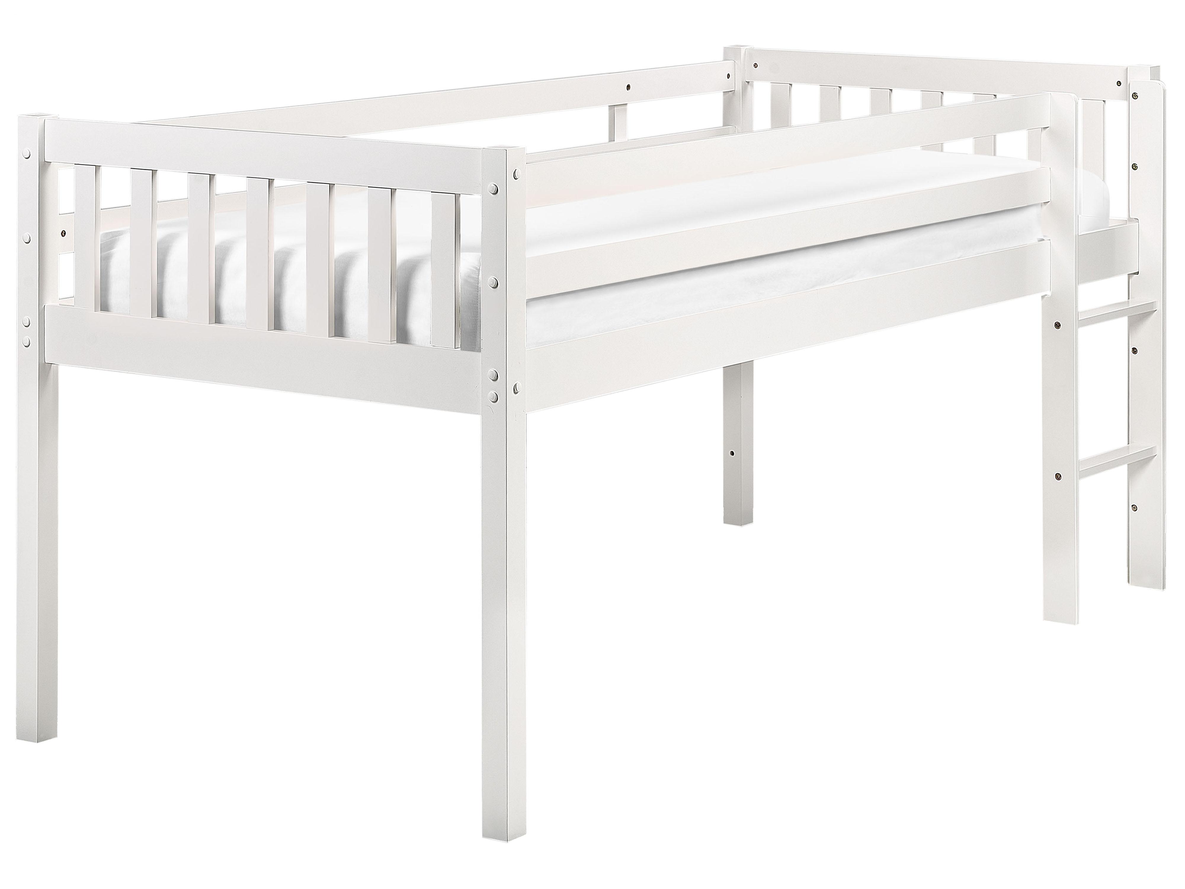 Mid Sleeper Bed Wood PEIPIN 90 x 200 cm (EU Single) White