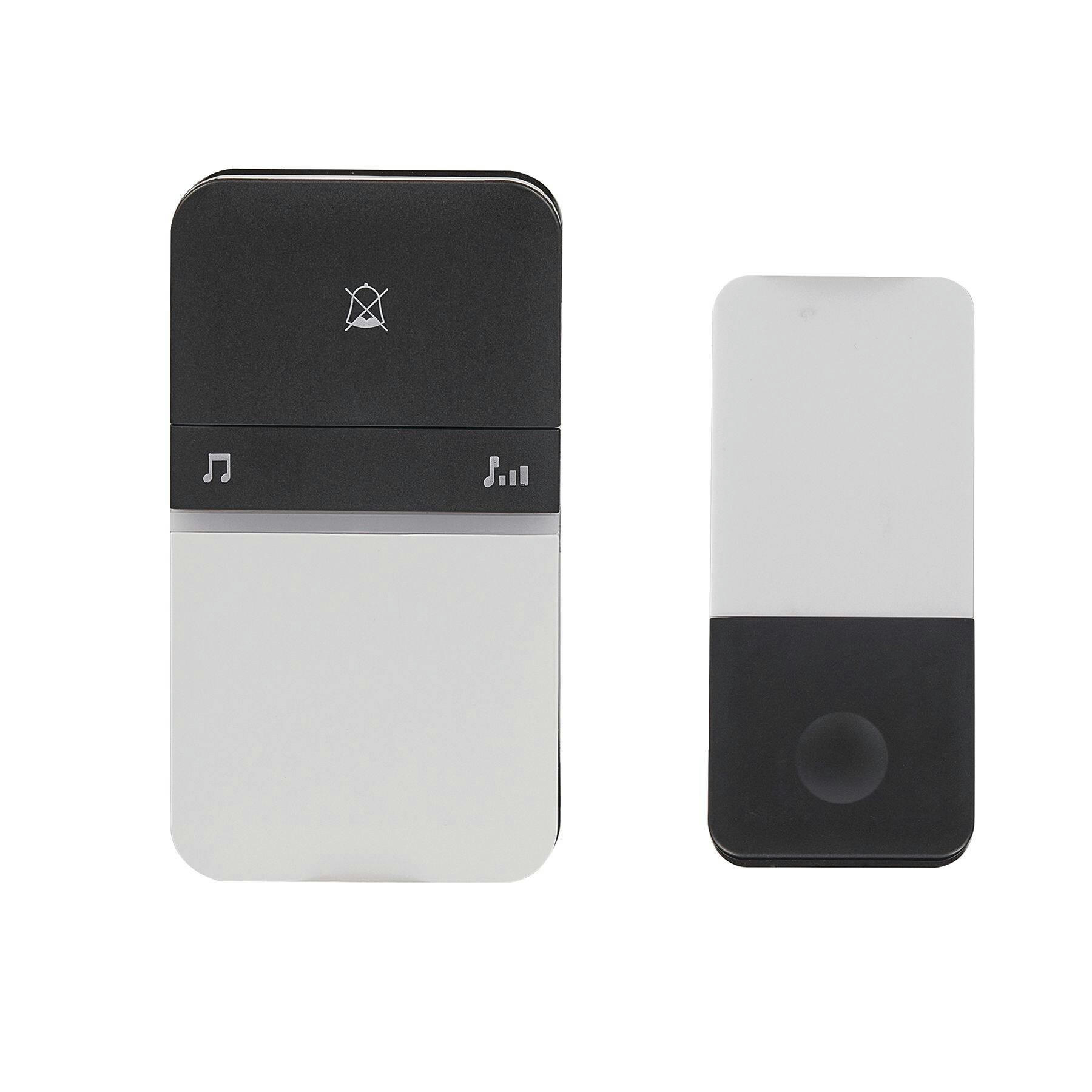 Globe Wireless Kinetic Plug-In Lighted Door Chime Doorbell Kit, Black/White