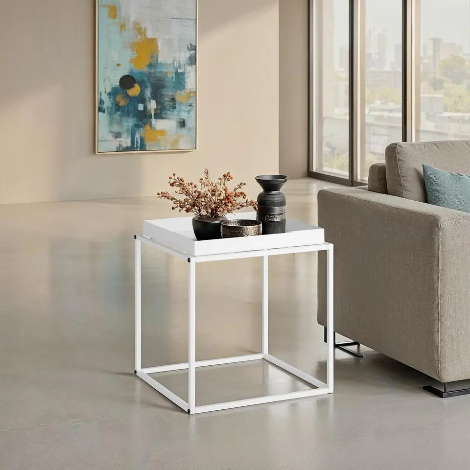 tectake Bijzettafel Cambridge 40x40x44cm, Wit