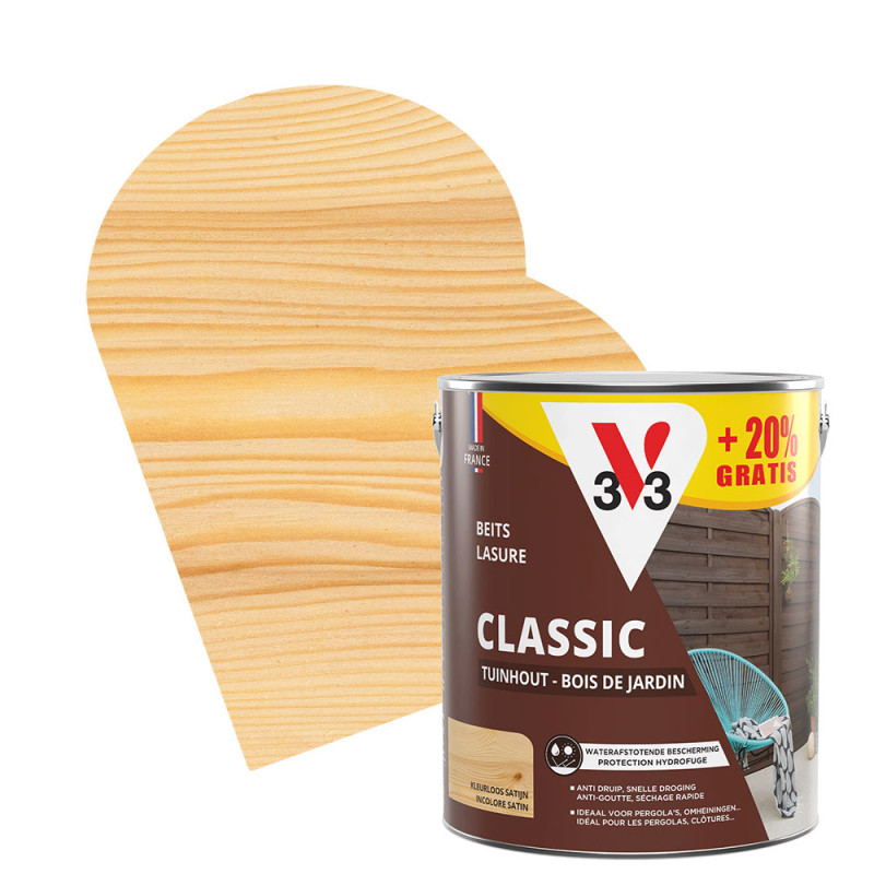 Lasure pour bois de jardin Classic incolore 2,5 L   0,5 L gratuit V33