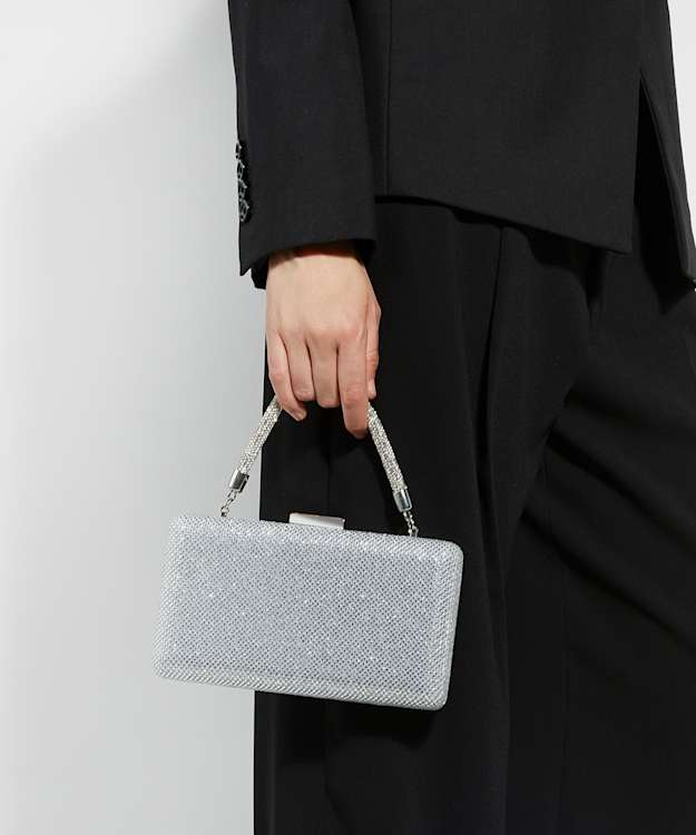 Beaut Silver - Diamante Handle Evening Bag