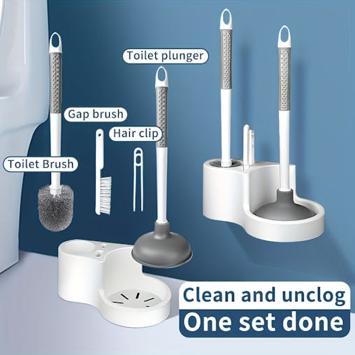 NNETM 4-in-1 Wall-Mounted Toilet Brush Set