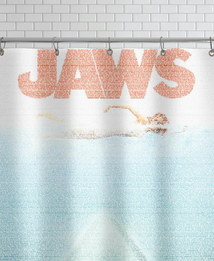 JAWS - Rideau de douche en polyester en bleu 150x200