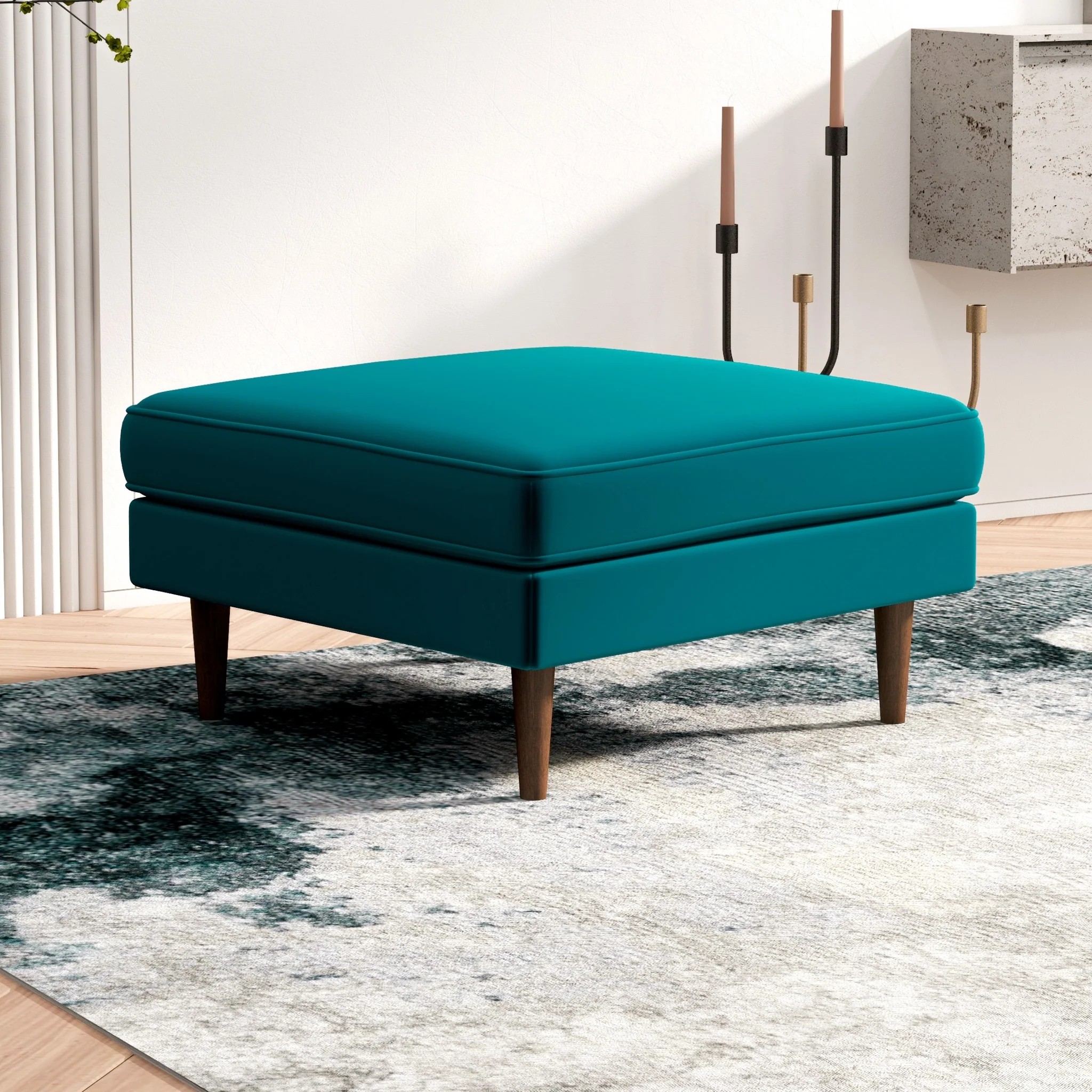Felicia Mid-Century Upholstered Velvet Ottoman