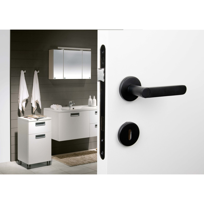 Poignée de porte Easy Fix avec rosace et entrée noire LINEA BERTOMANI